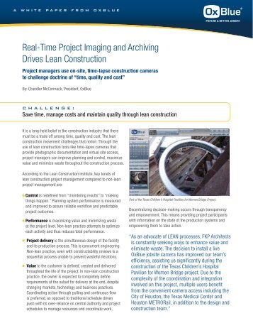 Real-Time Project Imaging and Archiving Drives Lean Construction