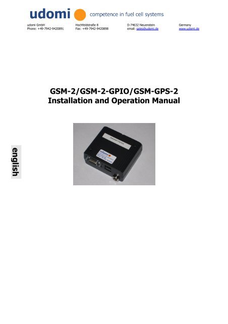 GSM-2/GSM-2-GPIO/GSM-2-GPS Installations- und - udomi