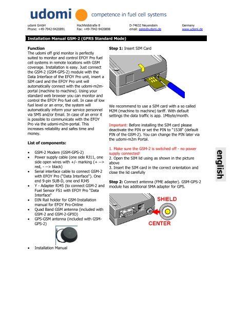 GSM-2/GSM-2-GPIO/GSM-2-GPS Installations- und - udomi