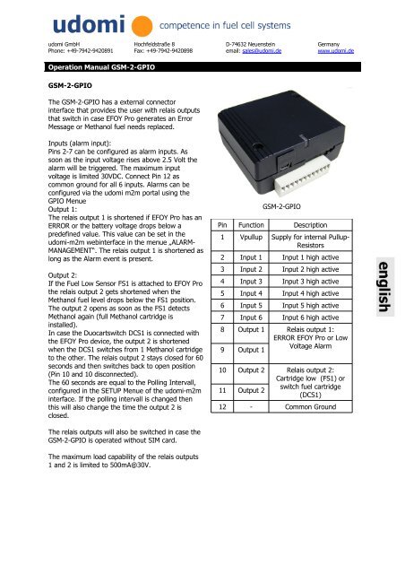 GSM-2/GSM-2-GPIO/GSM-2-GPS Installations- und - udomi