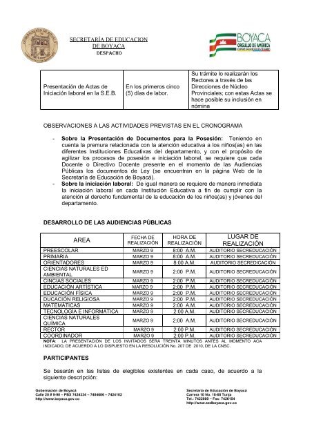 Circular informativa No. 09 - Secretaria de Educación de Boyacá