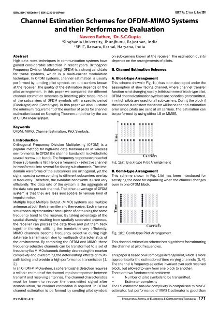 Channel Estimation Schemes for OFDM-MIMO Systems and ... - iject