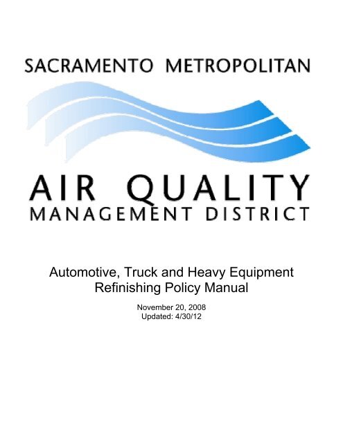 Automotive Refinishing Policy Manual - Sacramento Metropolitan Air ...