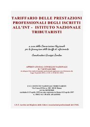 Tariffario INT/Mandato professionale - Istituto Nazionale Tributaristi