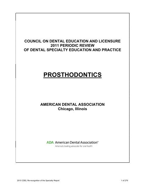 PROSTHODONTICS - American College of Prosthodontists