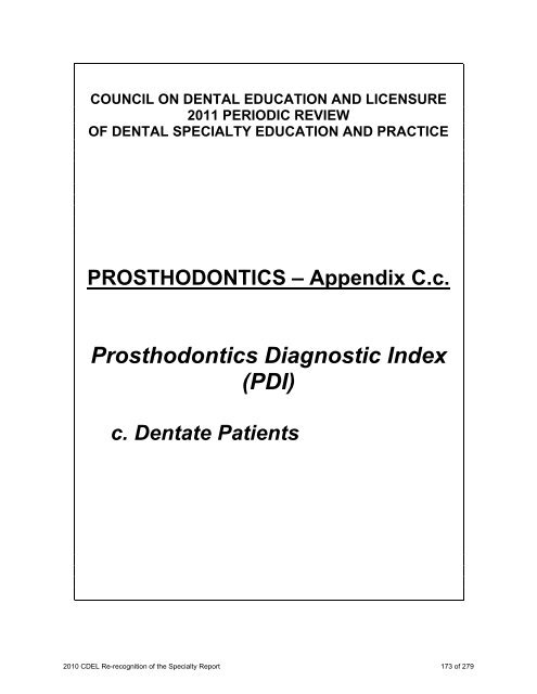 PROSTHODONTICS - American College of Prosthodontists