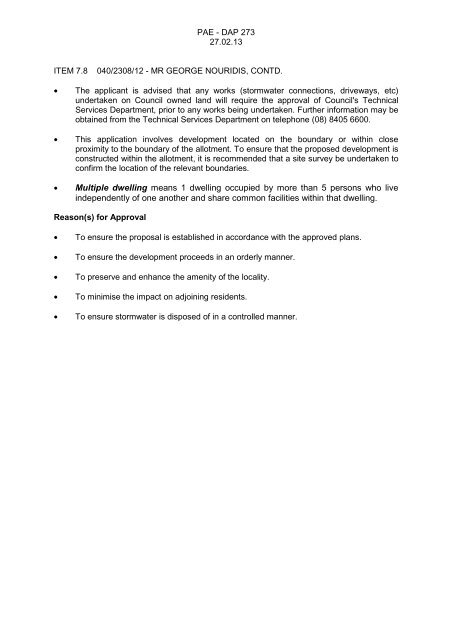 27 February 2013 Report Item 7.8 040/2308/12 - City of Port ...