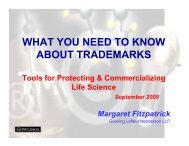 Trademarks - Margaret Fitzpatrick - LifeSciences BC