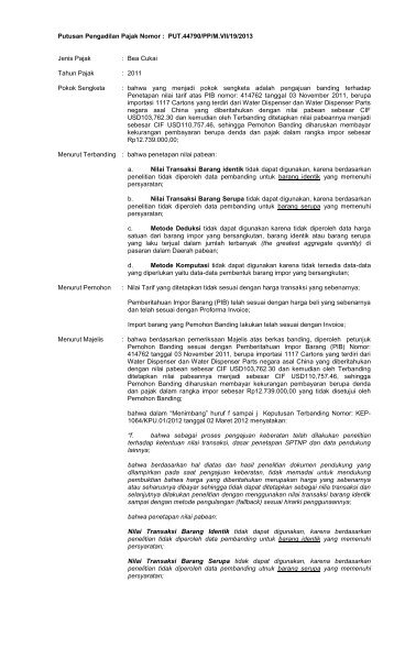 Putusan Pengadilan Pajak Nomor :