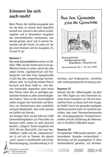 Gemeindebrief Pr. Oldendorf Nr. 100 - April-August 2013