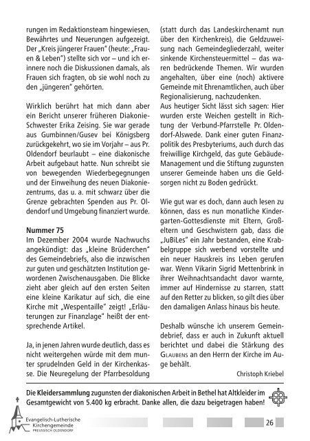 Gemeindebrief Pr. Oldendorf Nr. 100 - April-August 2013