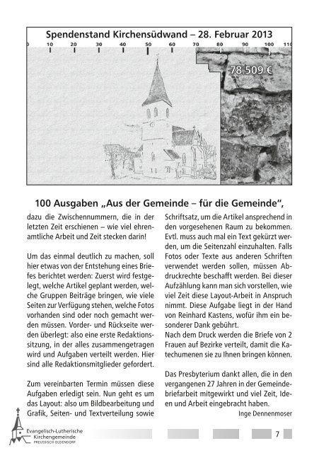 Gemeindebrief Pr. Oldendorf Nr. 100 - April-August 2013