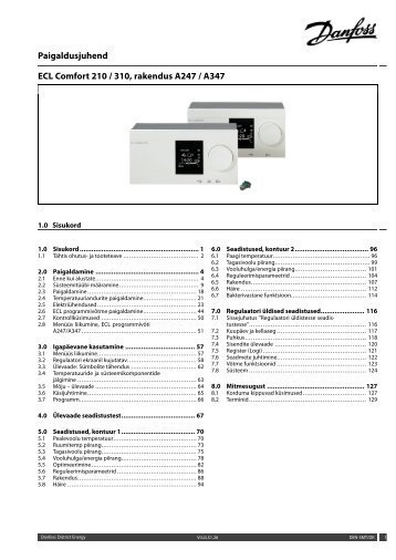 ECL Comfort 210 / 310, rakendus A247 / A347 - Danfoss