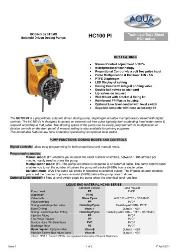 HC100 PI - Aqua Water Systems