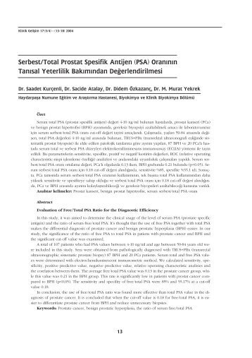 Serbest/Total Prostat Spesifik Antijen (PSA)
