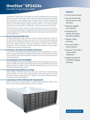 OneStor SP-2424 Datasheet. - Xyratex