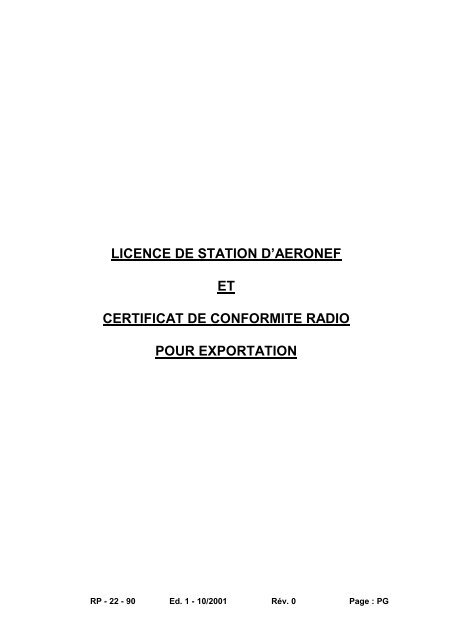 licence de station d'aeronef et certificat de conformite radio pour ...