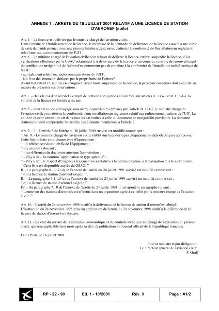 licence de station d'aeronef et certificat de conformite radio pour ...