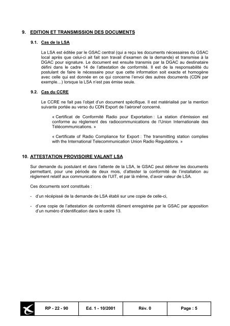 licence de station d'aeronef et certificat de conformite radio pour ...