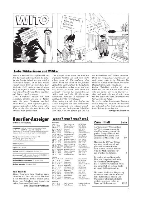 Ausgabe 8, Dezember 2008 - Quartier-Anzeiger Archiv