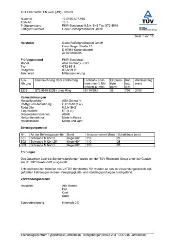 TEILEGUTACHTEN nach §19(3) StVZO Nummer 10-0165-A07-V02 ...