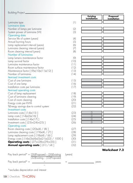 Checklists - THORN Lighting