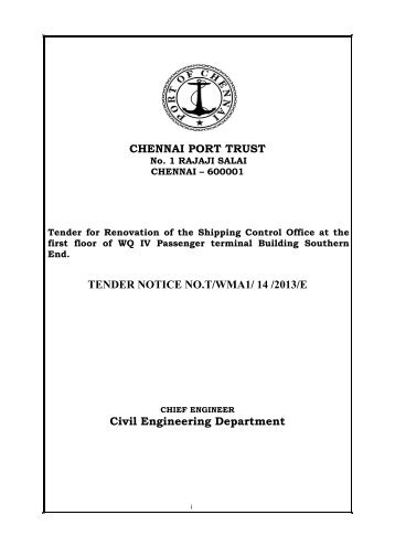 CHENNAI PORT TRUST TENDER NOTICE NO.T ... - Port of Chennai