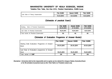 Schedule of practical Exam