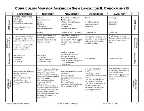 Curriculum Map (ASL 2)