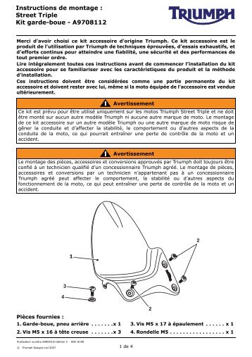 A9900310 Street Triple Hugger Kit - FR.fm - Triumph Instructions.com