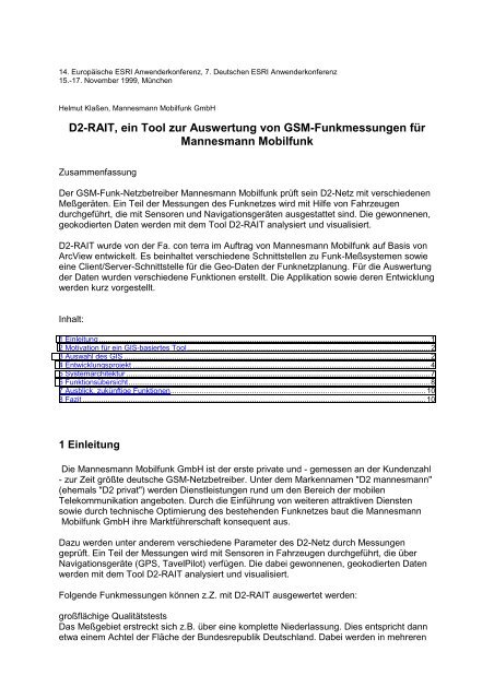 D2-RAIT, ein Tool zur Auswertung von GSM ... - con terra GmbH