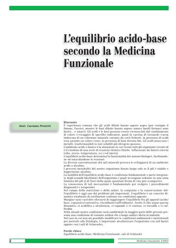 L'equilibrio acido-base secondo la Medicina Funzionale