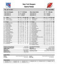 Download complete game notes - New York Rangers