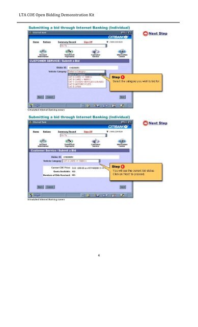 COE Open Bidding through Internet Banking Contents