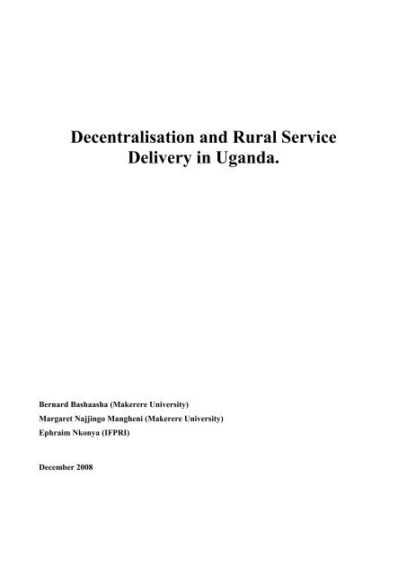 Decentralisation and Rural Service Delivery in Uganda