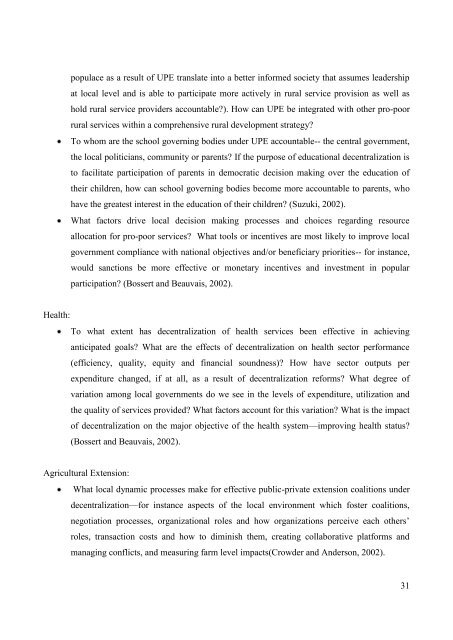 Decentralisation and Rural Service Delivery in Uganda