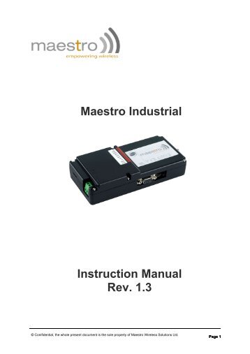 Maestro Industrial Instruction Manual Rev. 1.3 - Maestro GSM modem