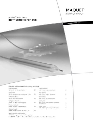 MEGAâ¢ 8fr. 50cc InstructIons for usE - MAQUET Cardiac Assist