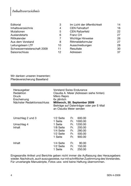 Nr. 4 | 2009 - bei swissendurance.ch!