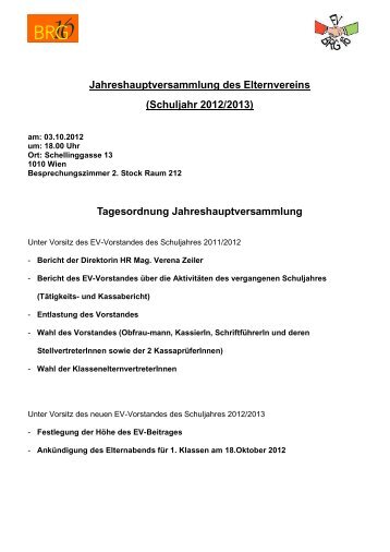 Protokoll der Hauptversammlung vom Oktober 2012 - BRG 16 ...