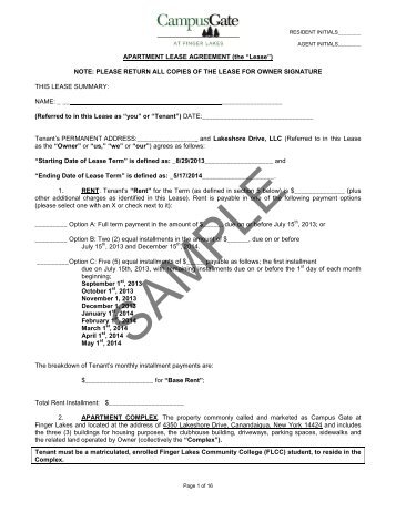 Sample Lease Agreement  Ford Amphitheatre