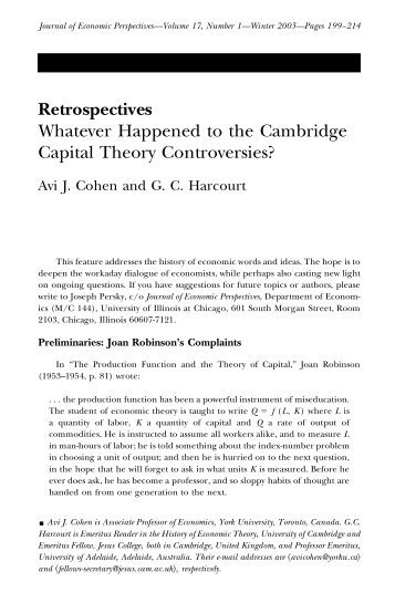 Whatever Happened to the Cambridge Capital Theory Controversies?