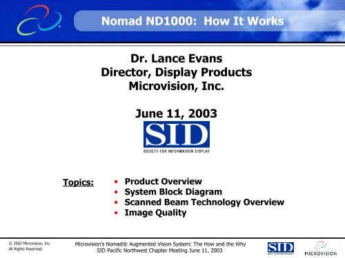 Microvision Nomad Augmented Vision System - SID