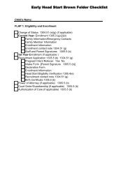 Early Head Start Brown Folder Checklist