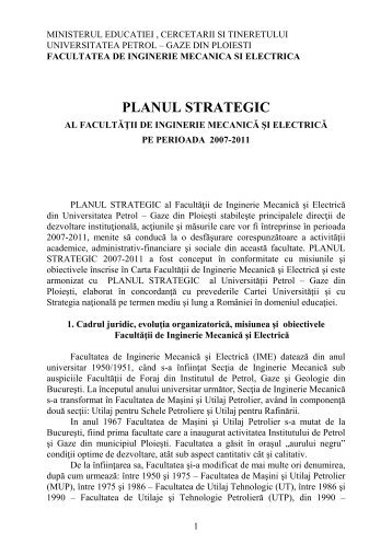 Planul Strategic al Facultatii pe perioada 2007-2011 - Universitatea ...