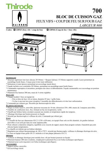 700 bloc de cuisson gaz - thirode