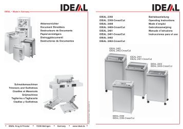 IDEAL 2350 IDEAL 2350-Cross/Cut IDEAL 2400 IDEAL 2400-Cross ...