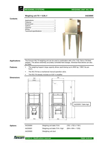 WEIGHING SYSTEMS Weighing unit 70 l + ILM ... - Farmi Tilatech Oy