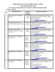 Maharashtra University of Health Sciences, Nashik University ...