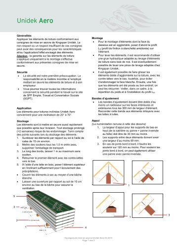 Consignes de mise en oeuvre Unidek Aero - Kingspan Unidek